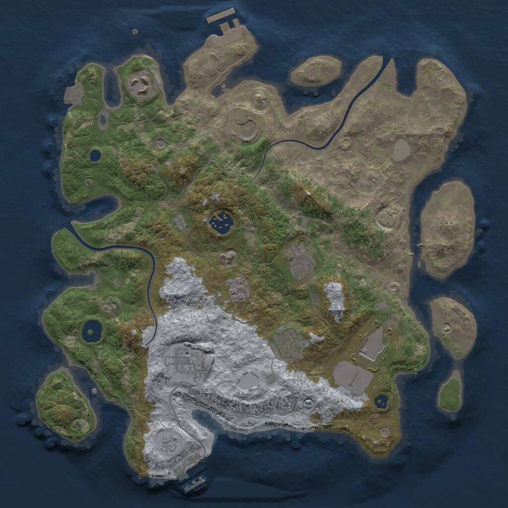 Rust Map: Procedural Map, Size: 3500, Seed: 18133985, 14 Monuments