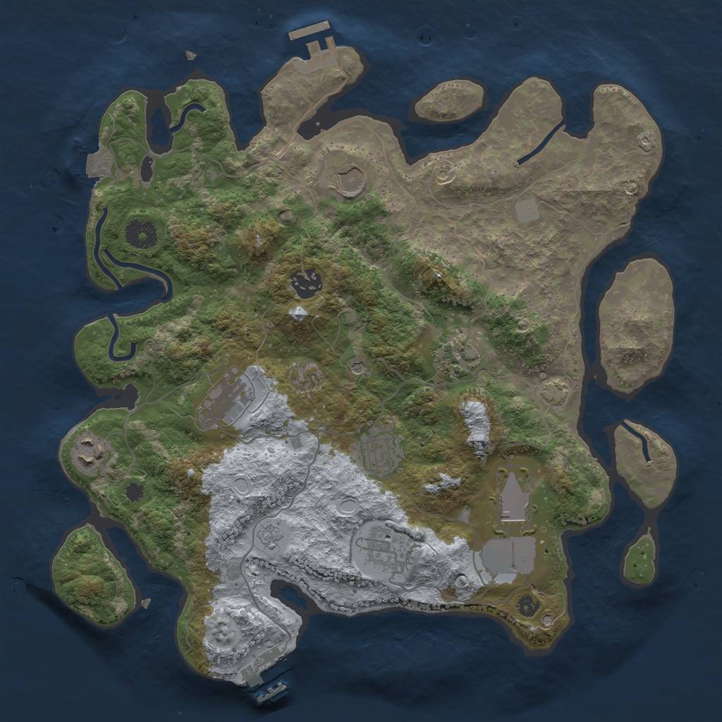 Rust Map: Procedural Map, Size: 3500, Seed: 18133985, 16 Monuments