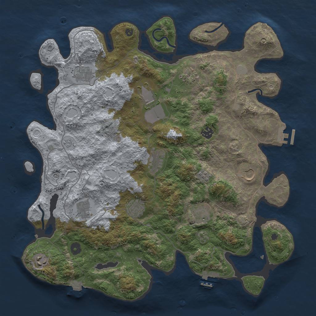 Rust Map: Procedural Map, Size: 4096, Seed: 242749521, 19 Monuments