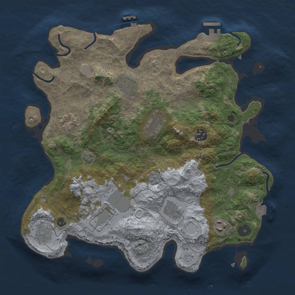 Rust Map: Procedural Map, Size: 3500, Seed: 1072371970, 17 Monuments