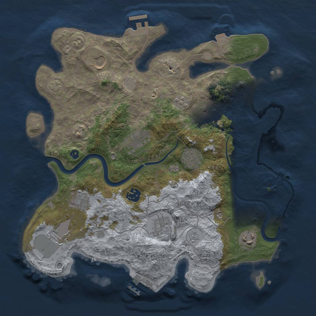 Rust Map: Procedural Map, Size: 3500, Seed: 1072371970, 16 Monuments