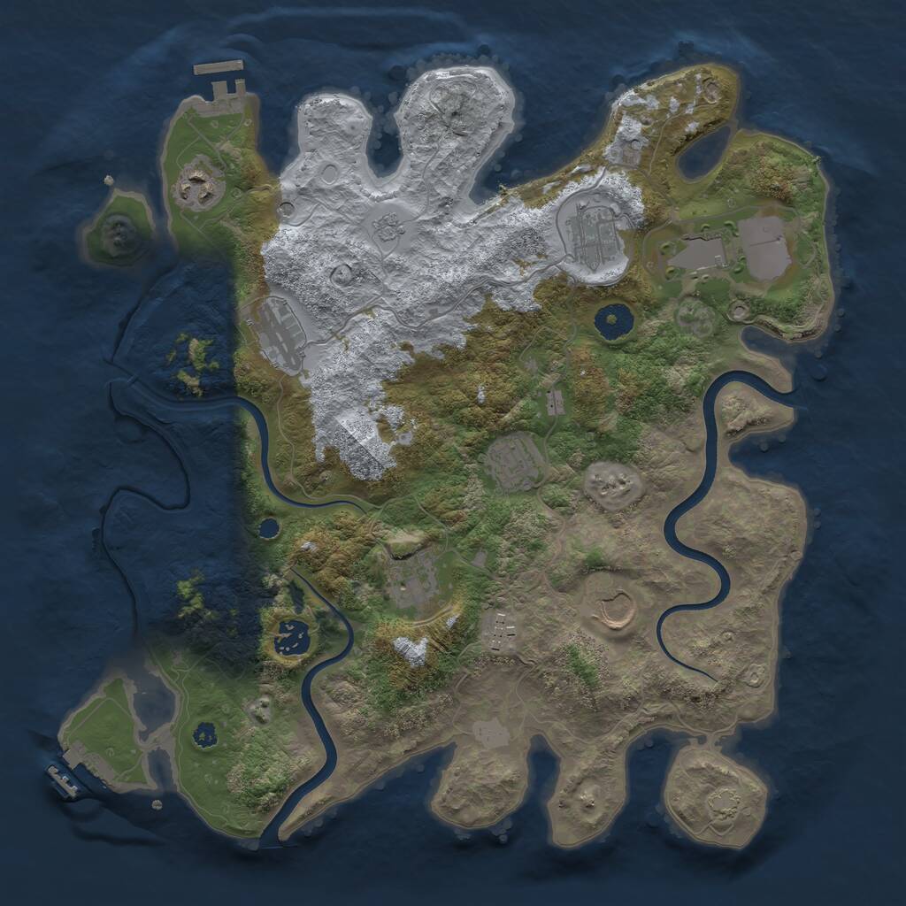 Rust Map: Procedural Map, Size: 3700, Seed: 1724840420, 15 Monuments