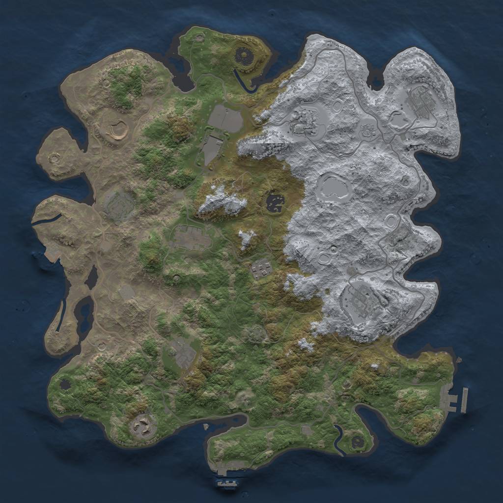 Rust Map: Procedural Map, Size: 4000, Seed: 1053643936, 19 Monuments