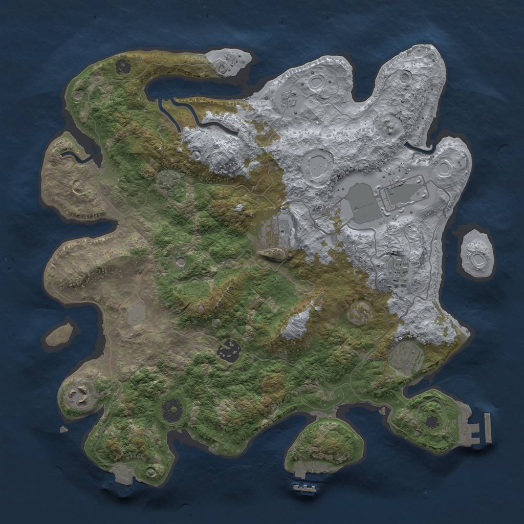 Rust Map: Procedural Map, Size: 3500, Seed: 221577, 14 Monuments