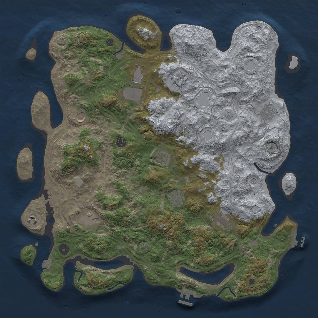 Rust Map: Procedural Map, Size: 4500, Seed: 458358779, 19 Monuments