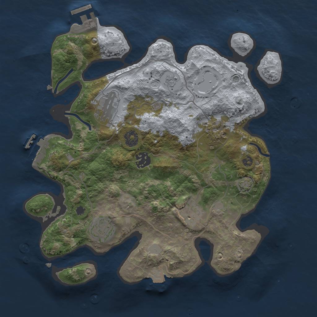 Rust Map: Procedural Map, Size: 3000, Seed: 1264089010, 12 Monuments