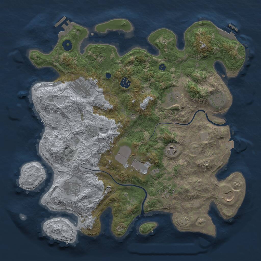 Rust Map: Procedural Map, Size: 3800, Seed: 946260180, 16 Monuments