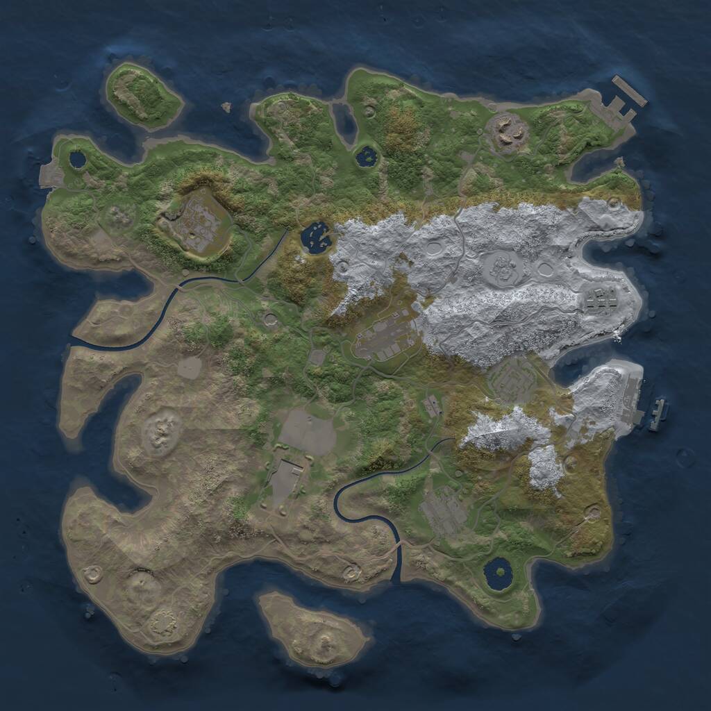 Rust Map: Procedural Map, Size: 3500, Seed: 1614497716, 14 Monuments