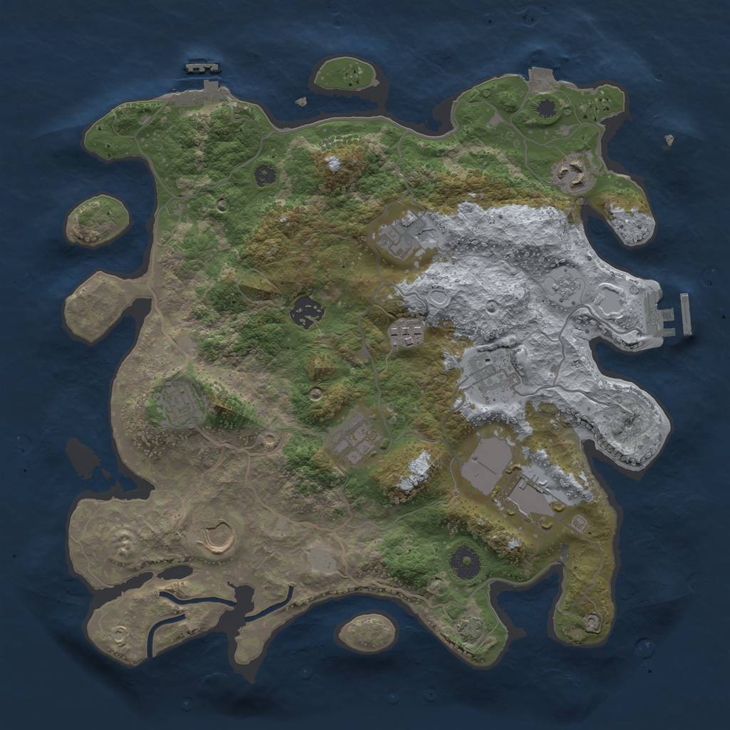 Rust Map: Procedural Map, Size: 3500, Seed: 264493876, 16 Monuments