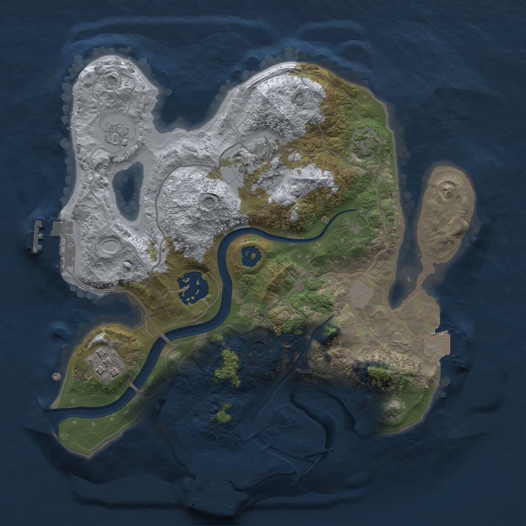 Rust Map: Procedural Map, Size: 2500, Seed: 918053162, 9 Monuments