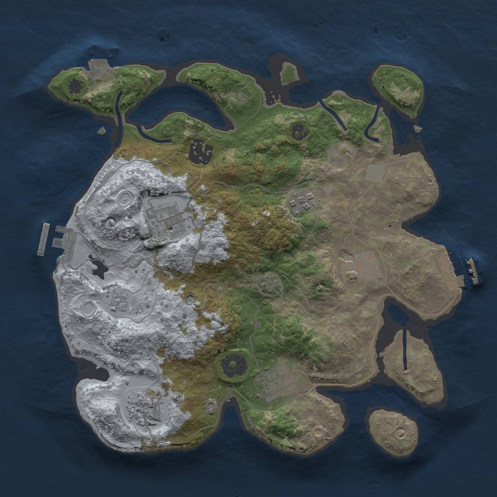 Rust Map: Procedural Map, Size: 3000, Seed: 18054, 13 Monuments