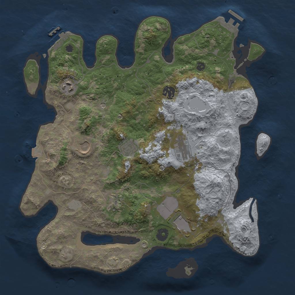 Rust Map: Procedural Map, Size: 3500, Seed: 1257236421, 15 Monuments
