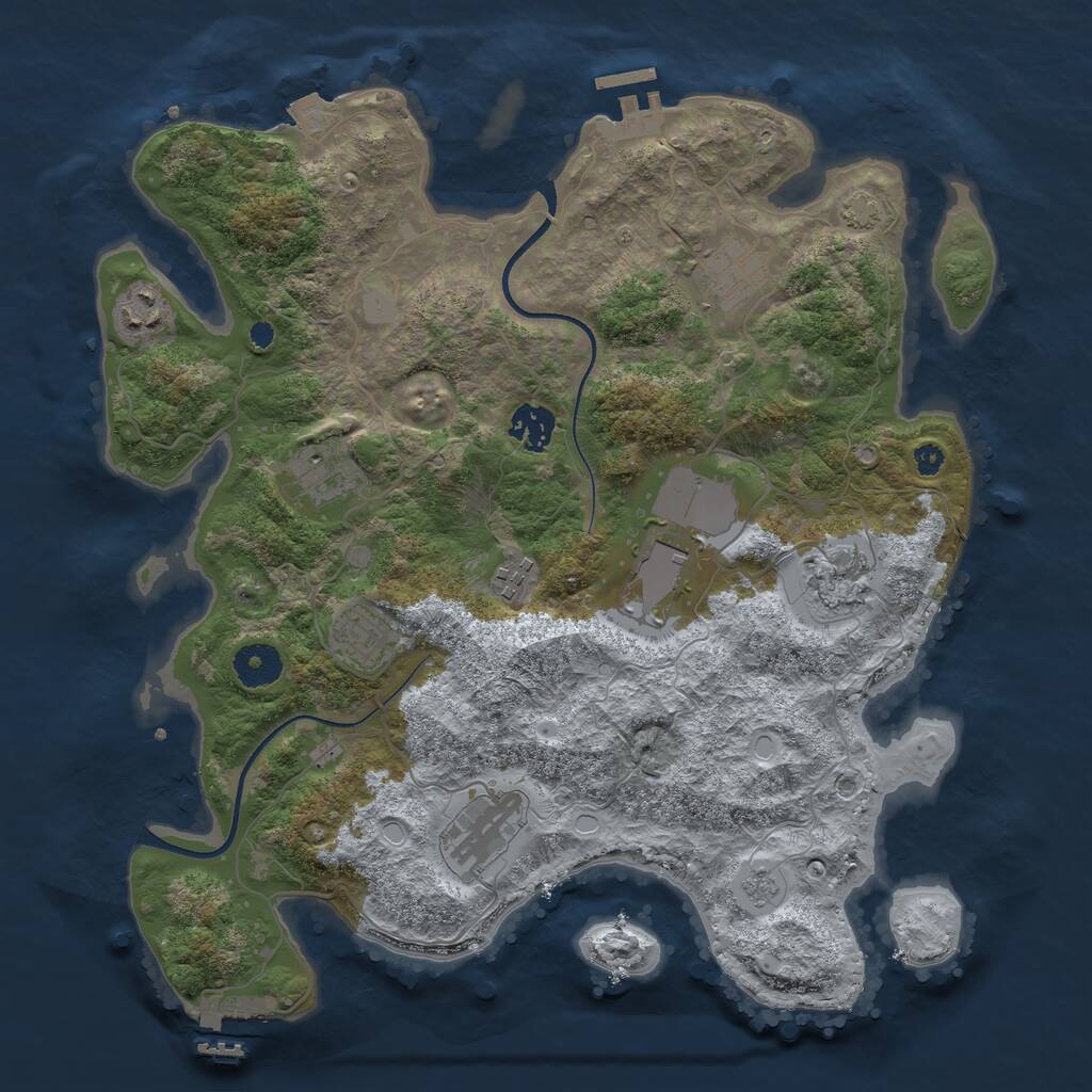 Rust Map: Procedural Map, Size: 3600, Seed: 44308837, 14 Monuments