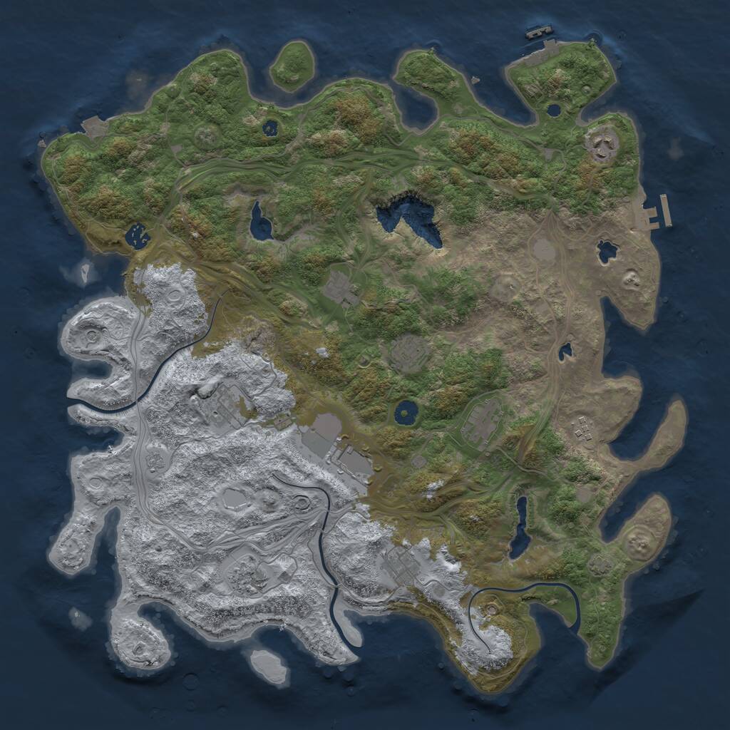 Rust Map: Procedural Map, Size: 4500, Seed: 516235840, 16 Monuments