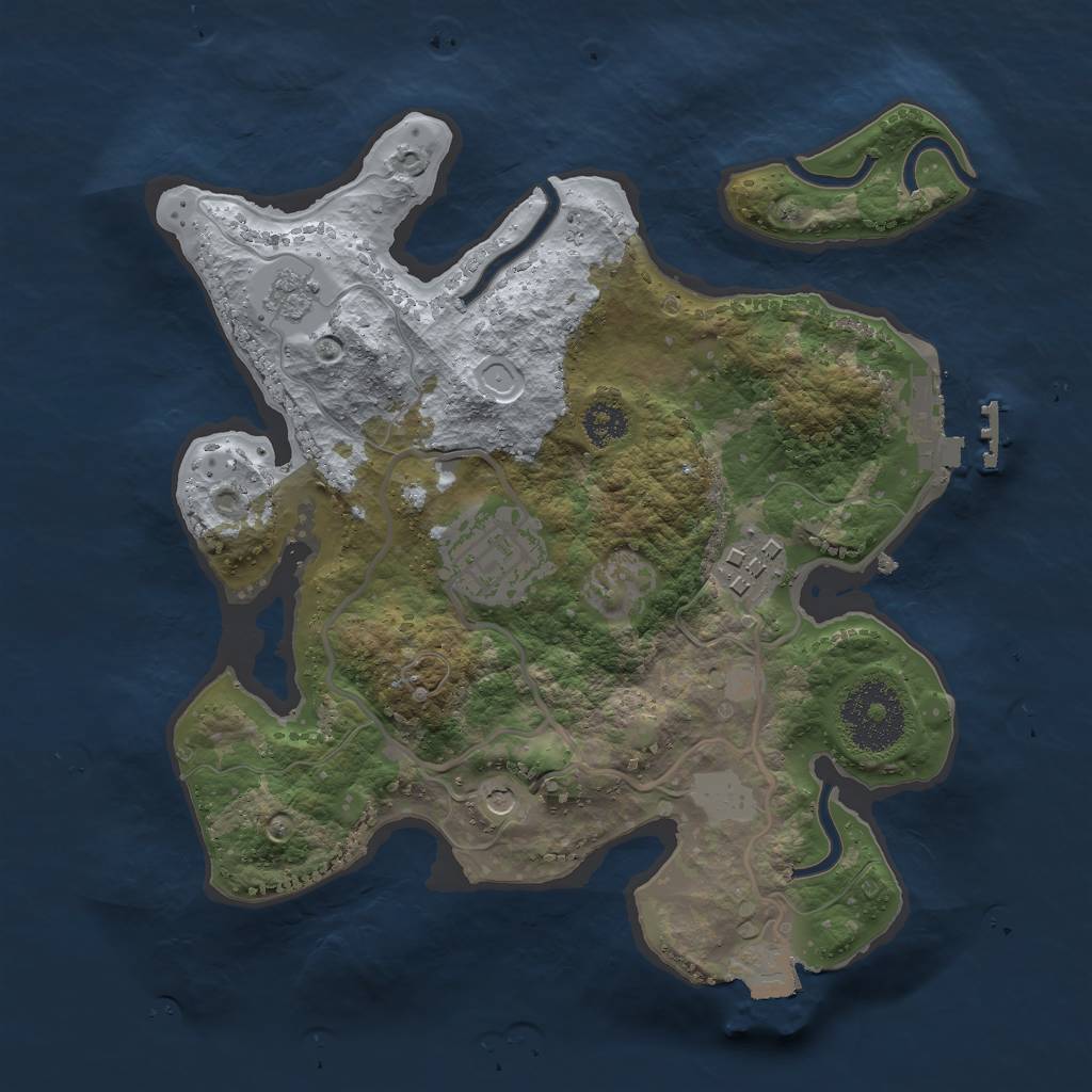 Rust Map: Procedural Map, Size: 2500, Seed: 532058973, 8 Monuments