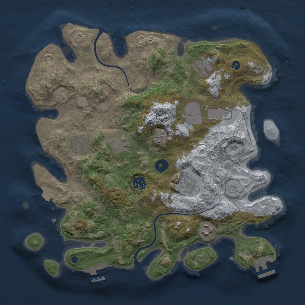 Rust Map: Procedural Map, Size: 3500, Seed: 28036, 14 Monuments