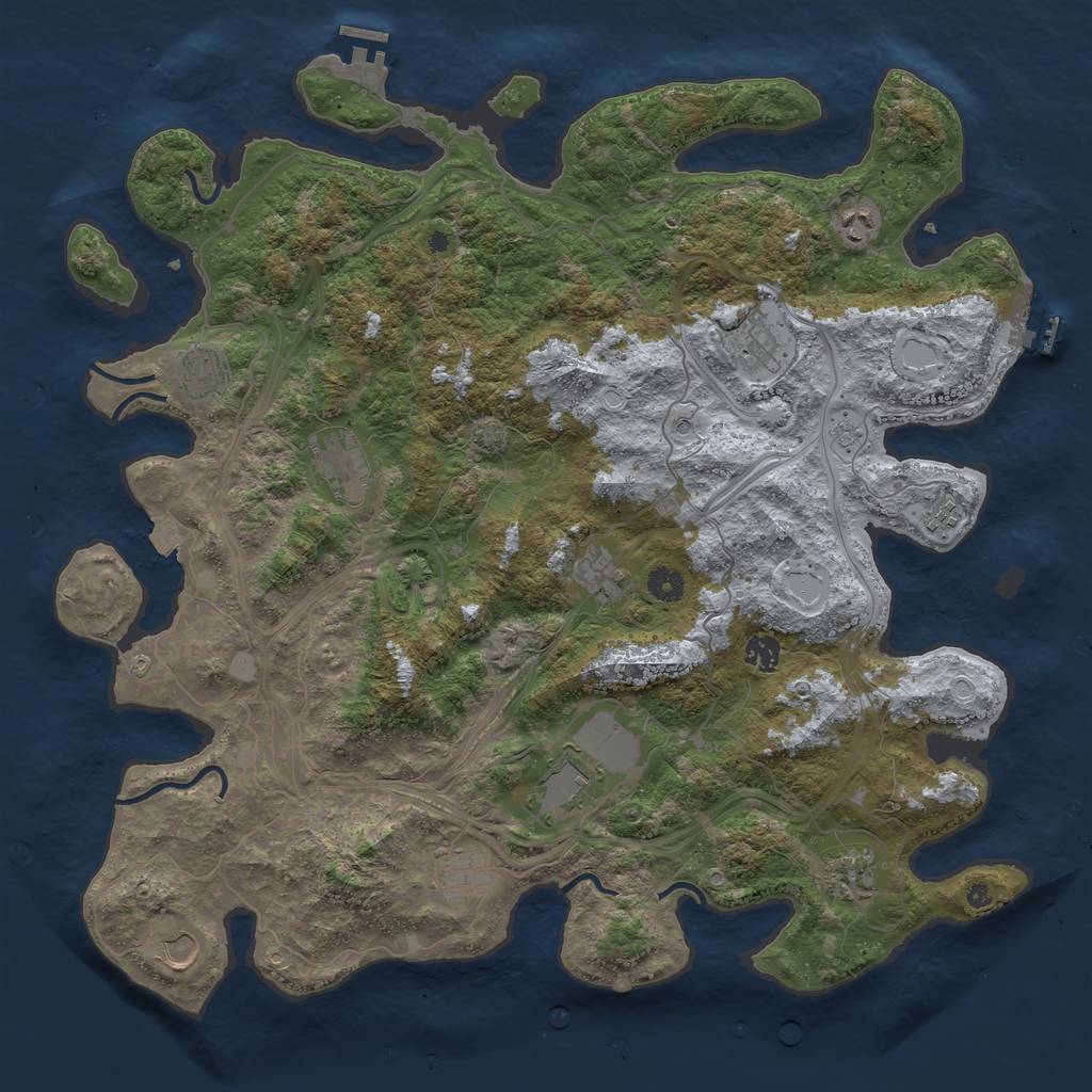 Rust Map: Procedural Map, Size: 4500, Seed: 135102280, 19 Monuments