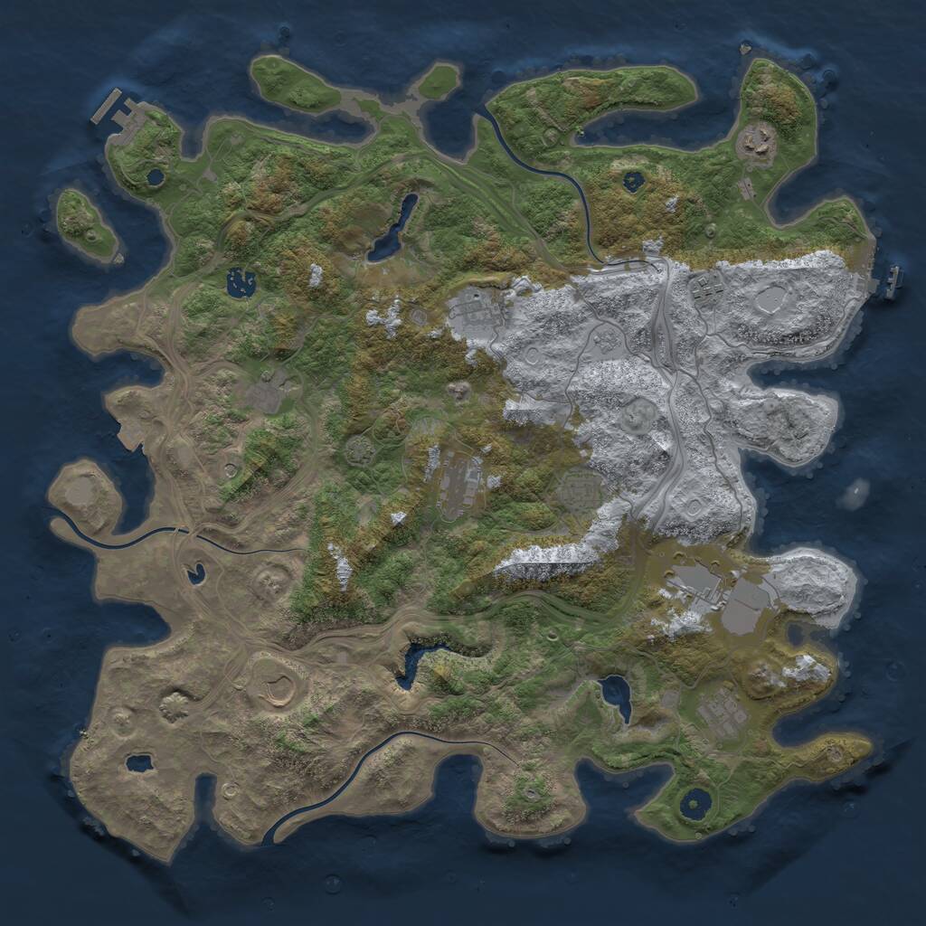 Rust Map: Procedural Map, Size: 4500, Seed: 135102280, 16 Monuments