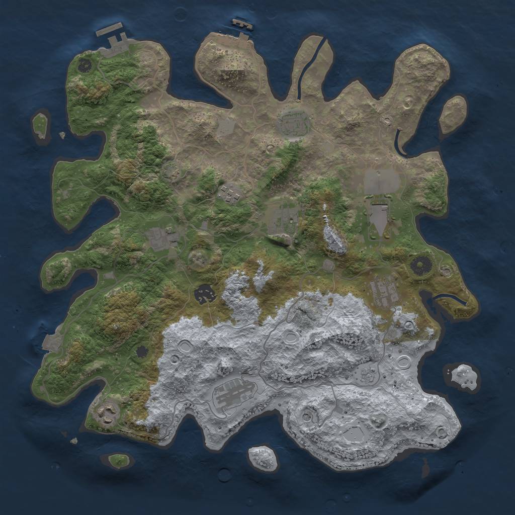 Rust Map: Procedural Map, Size: 3800, Seed: 1619895664, 17 Monuments
