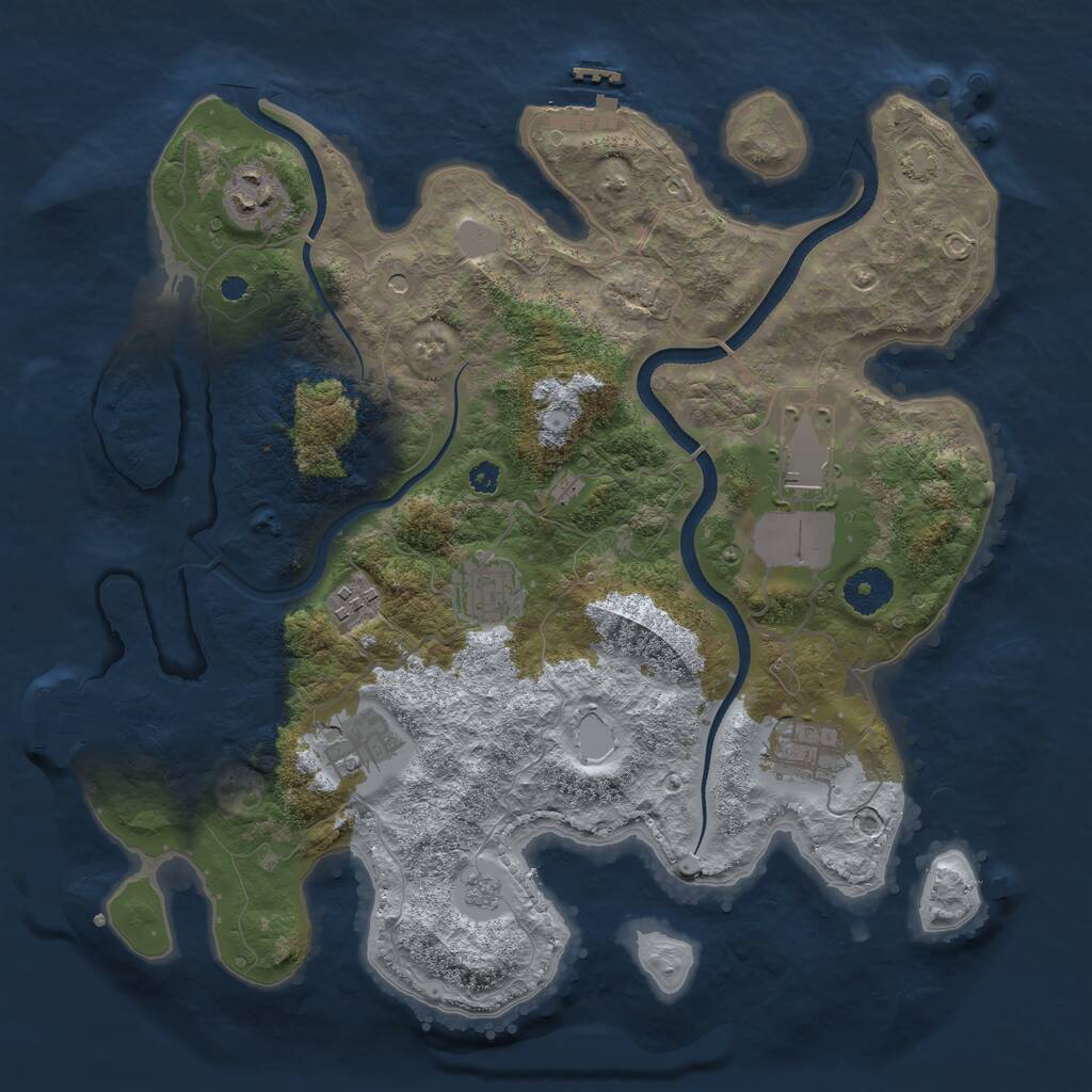 Rust Map: Procedural Map, Size: 3500, Seed: 1081415600, 12 Monuments