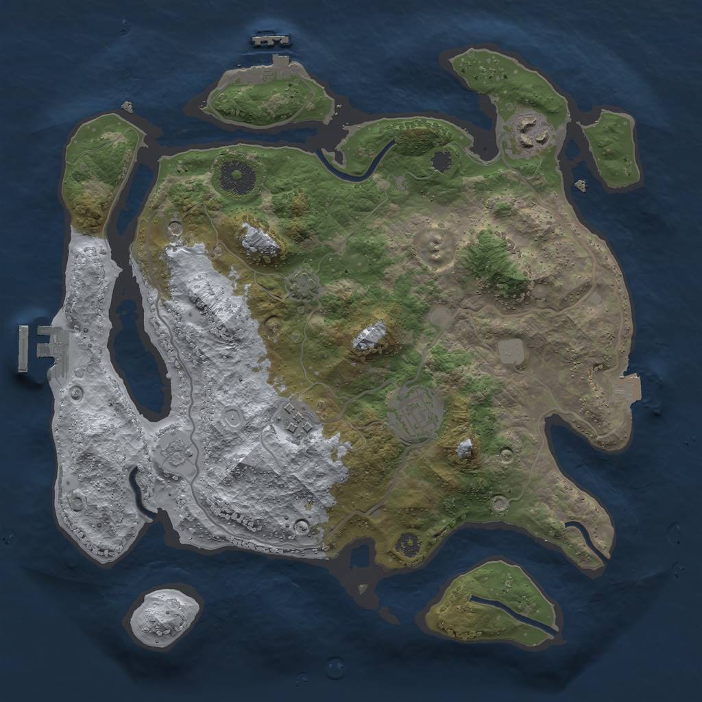 Rust Map: Procedural Map, Size: 3000, Seed: 957607, 11 Monuments