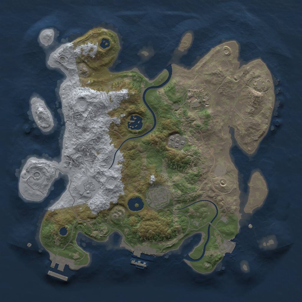 Rust Map: Procedural Map, Size: 3000, Seed: 1406960855, 10 Monuments
