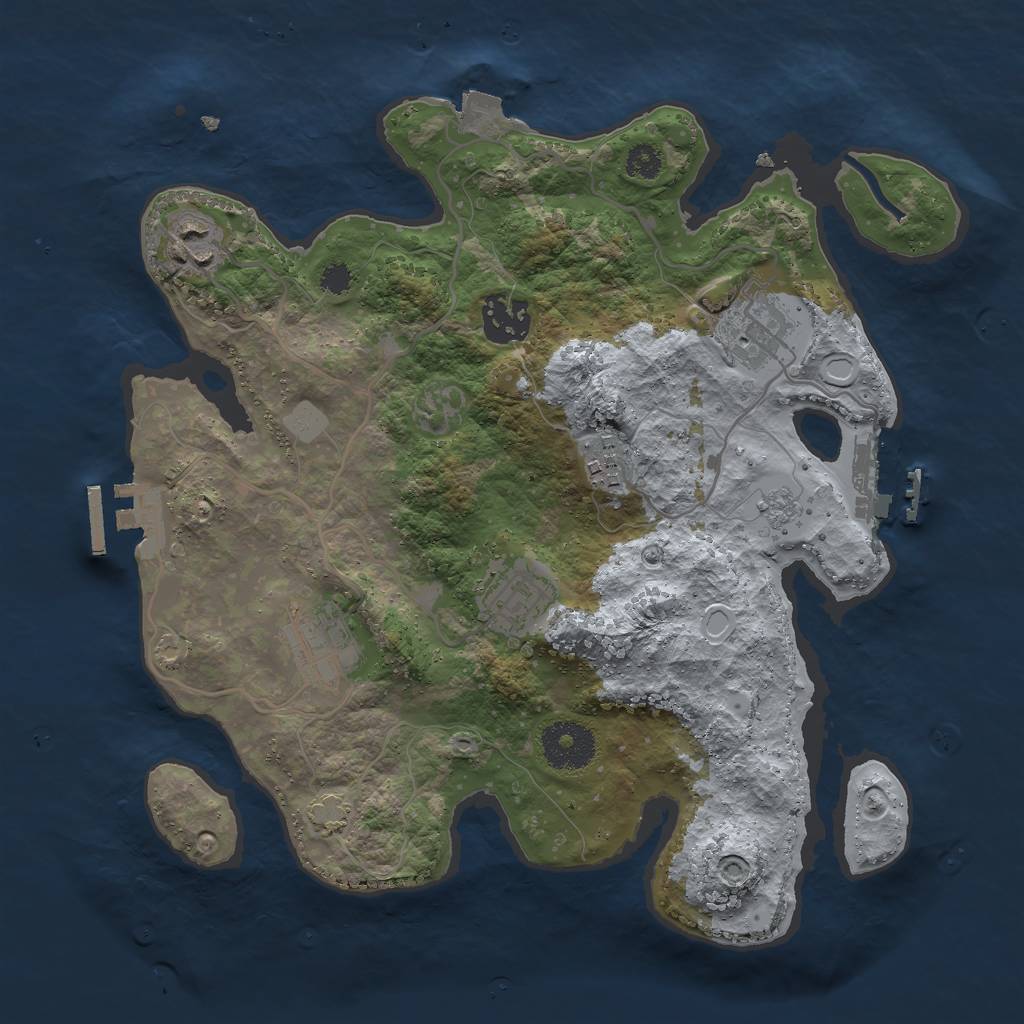 Rust Map: Procedural Map, Size: 3000, Seed: 191686404, 13 Monuments