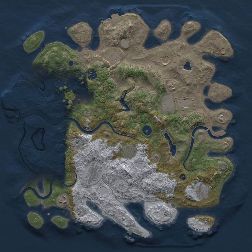 Rust Map: Procedural Map, Size: 4000, Seed: 525975696, 16 Monuments