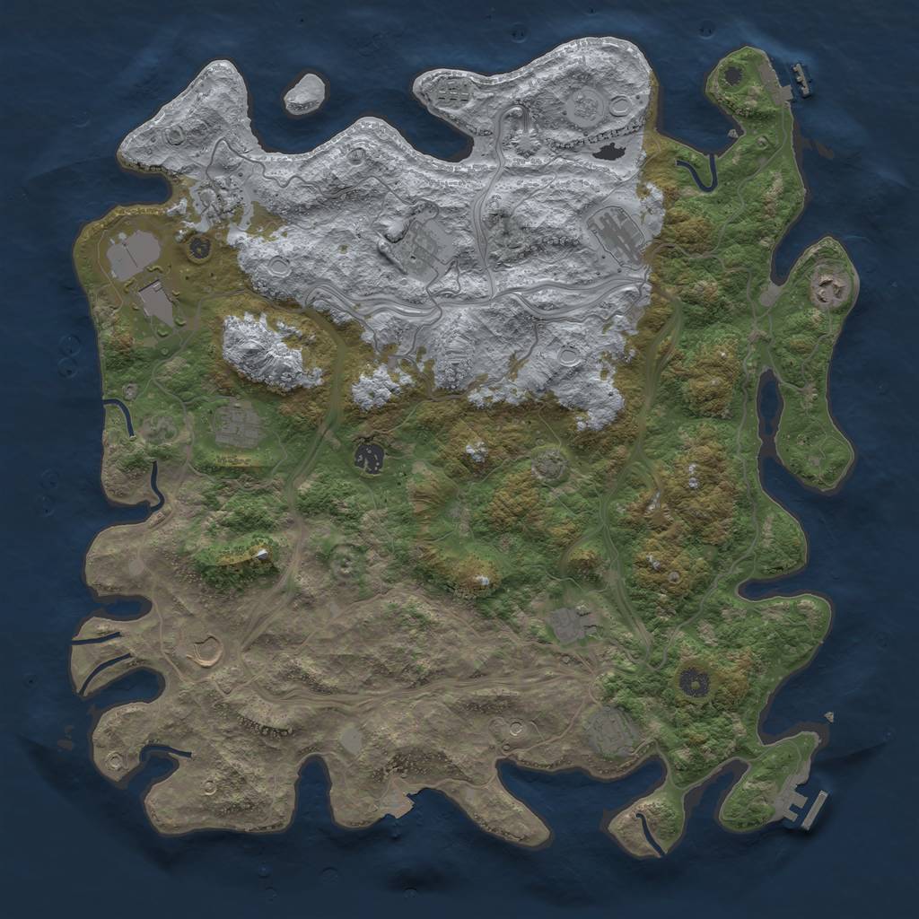 Rust Map: Procedural Map, Size: 4500, Seed: 771773537, 19 Monuments