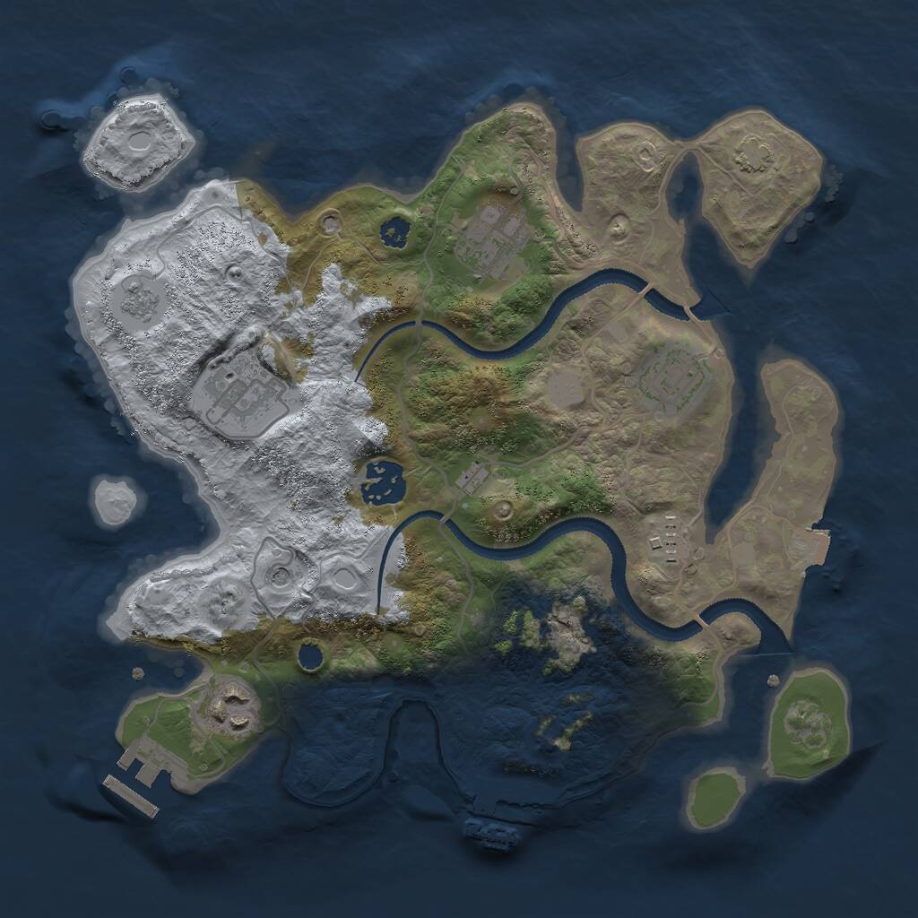 Rust Map: Procedural Map, Size: 3000, Seed: 7500, 12 Monuments