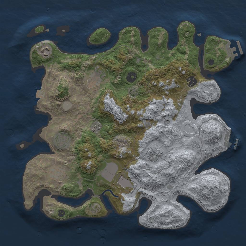 Rust Map: Procedural Map, Size: 3500, Seed: 608042560, 16 Monuments