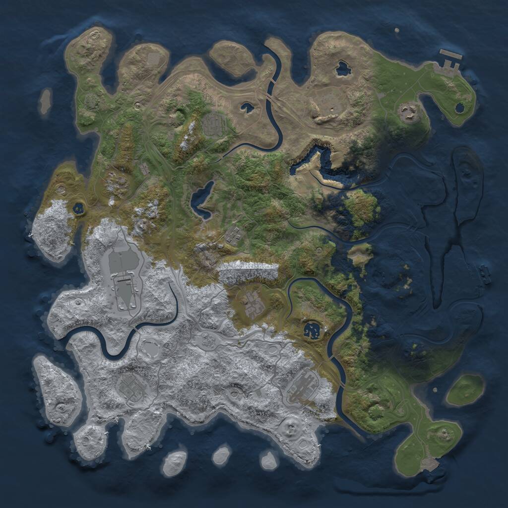 Rust Map: Procedural Map, Size: 4500, Seed: 724845931, 16 Monuments