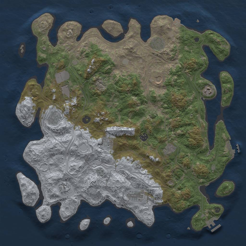 Rust Map: Procedural Map, Size: 4500, Seed: 724845931, 19 Monuments