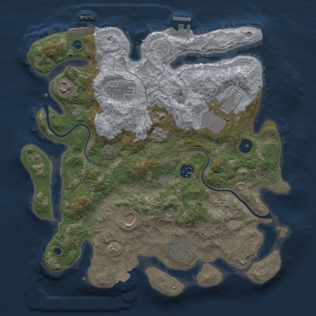 Rust Map: Procedural Map, Size: 3500, Seed: 1567963312, 13 Monuments