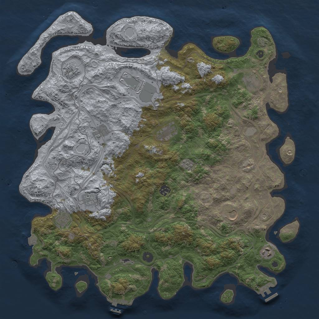 Rust Map: Procedural Map, Size: 4500, Seed: 1779959351, 19 Monuments