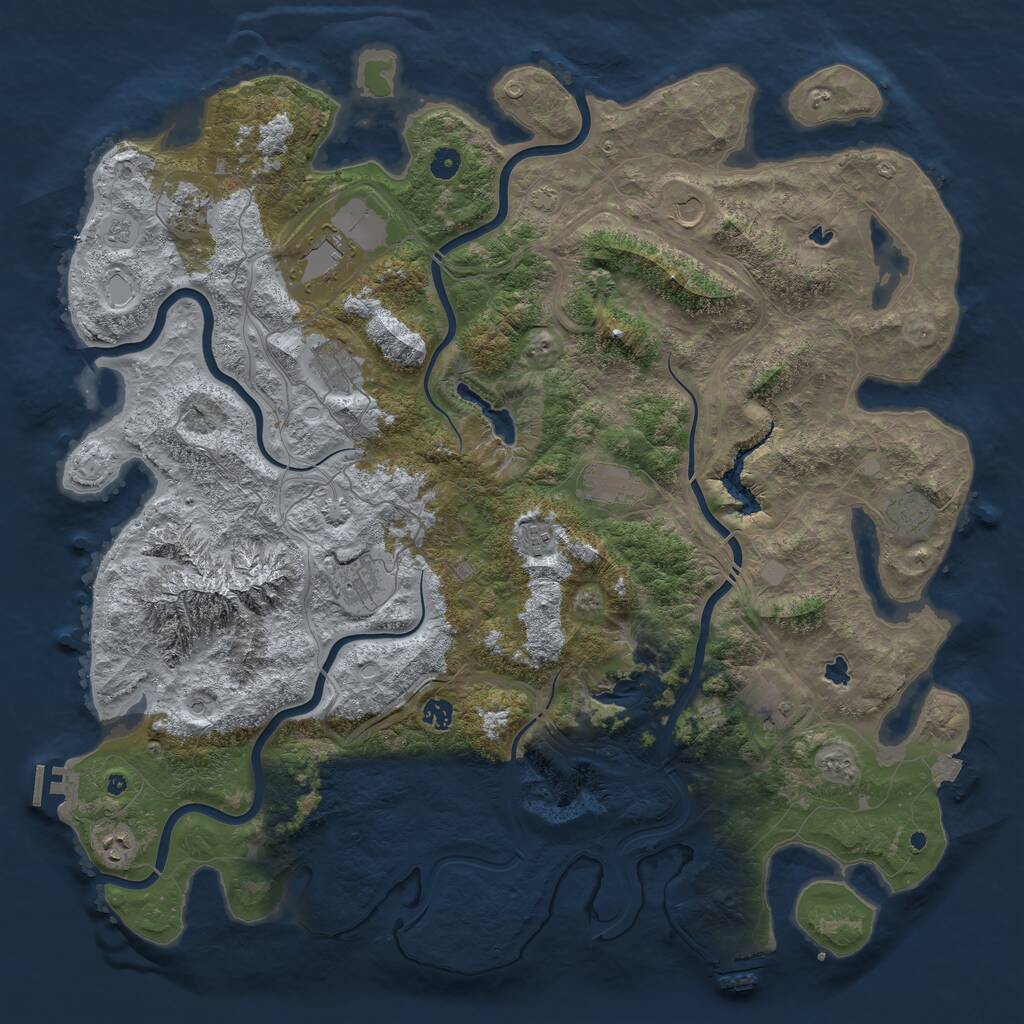 Rust Map: Procedural Map, Size: 5000, Seed: 10998765, 17 Monuments