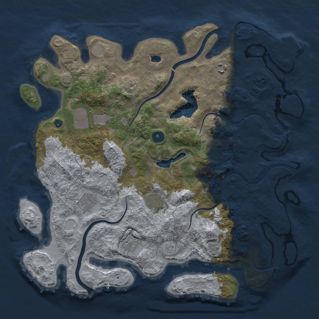 Rust Map: Procedural Map, Size: 4000, Seed: 5123123, 12 Monuments