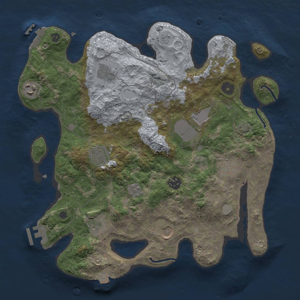 Rust Map: Procedural Map, Size: 3500, Seed: 46114476, 17 Monuments