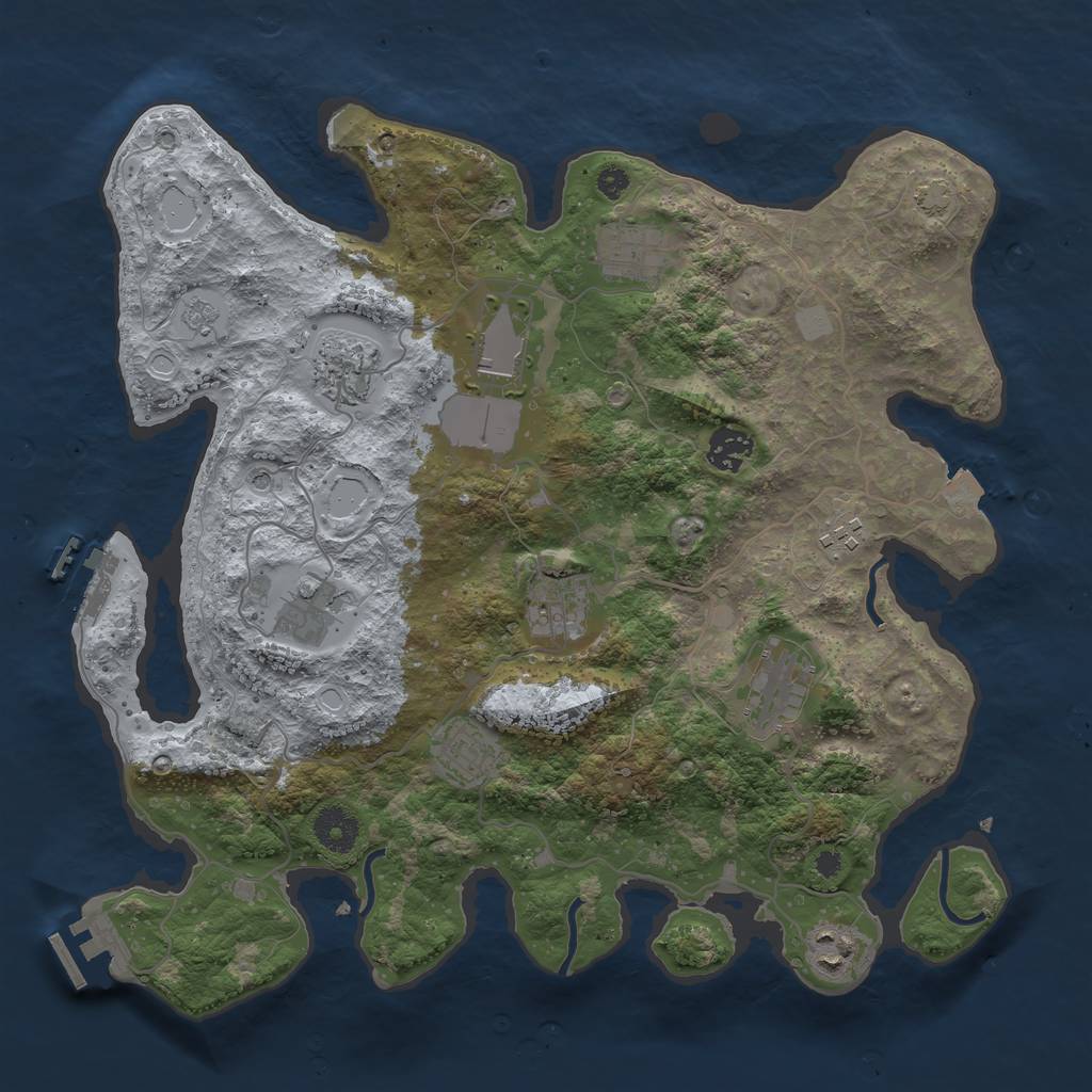 Rust Map: Procedural Map, Size: 3650, Seed: 94760053, 18 Monuments