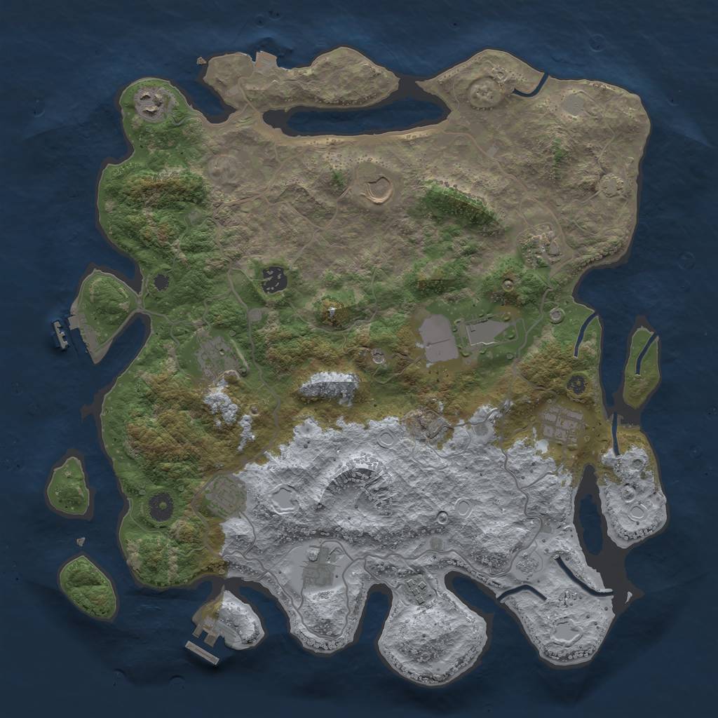 Rust Map: Procedural Map, Size: 4000, Seed: 628827302, 18 Monuments