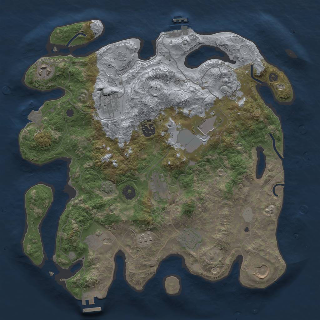 Rust Map: Procedural Map, Size: 3500, Seed: 645067413, 18 Monuments