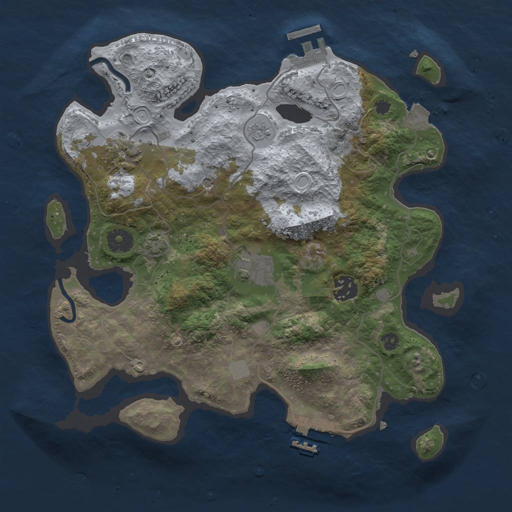 Rust Map: Procedural Map, Size: 3000, Seed: 30840, 11 Monuments