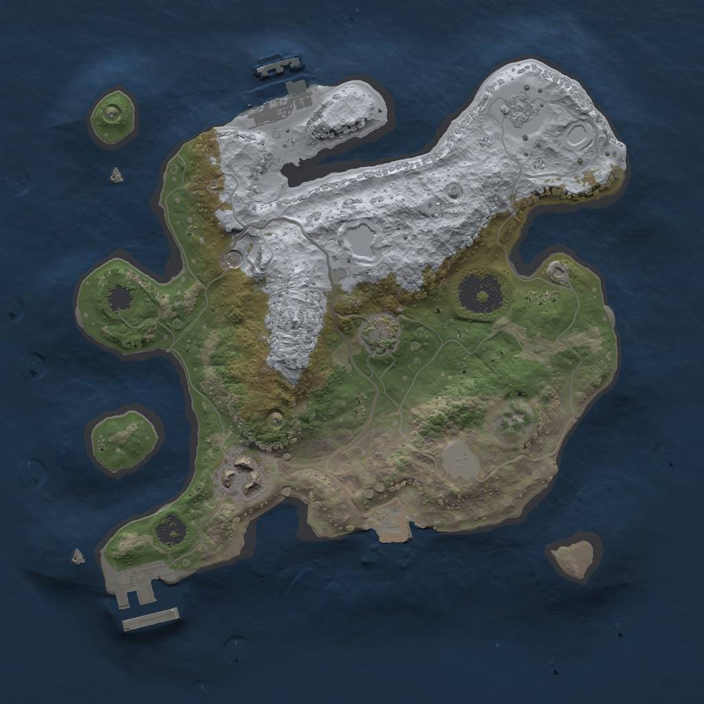 Rust Map: Procedural Map, Size: 2500, Seed: 739502, 9 Monuments