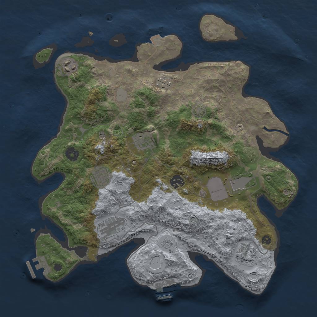 Rust Map: Procedural Map, Size: 3500, Seed: 931050711, 16 Monuments