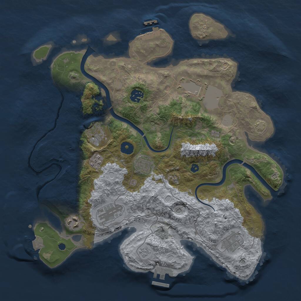 Rust Map: Procedural Map, Size: 3500, Seed: 931050711, 14 Monuments