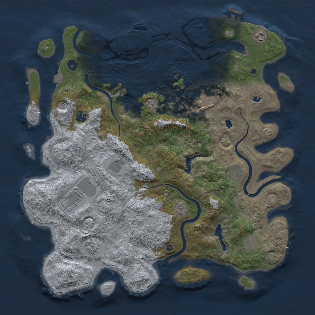 Rust Map: Procedural Map, Size: 4500, Seed: 1134967241, 15 Monuments