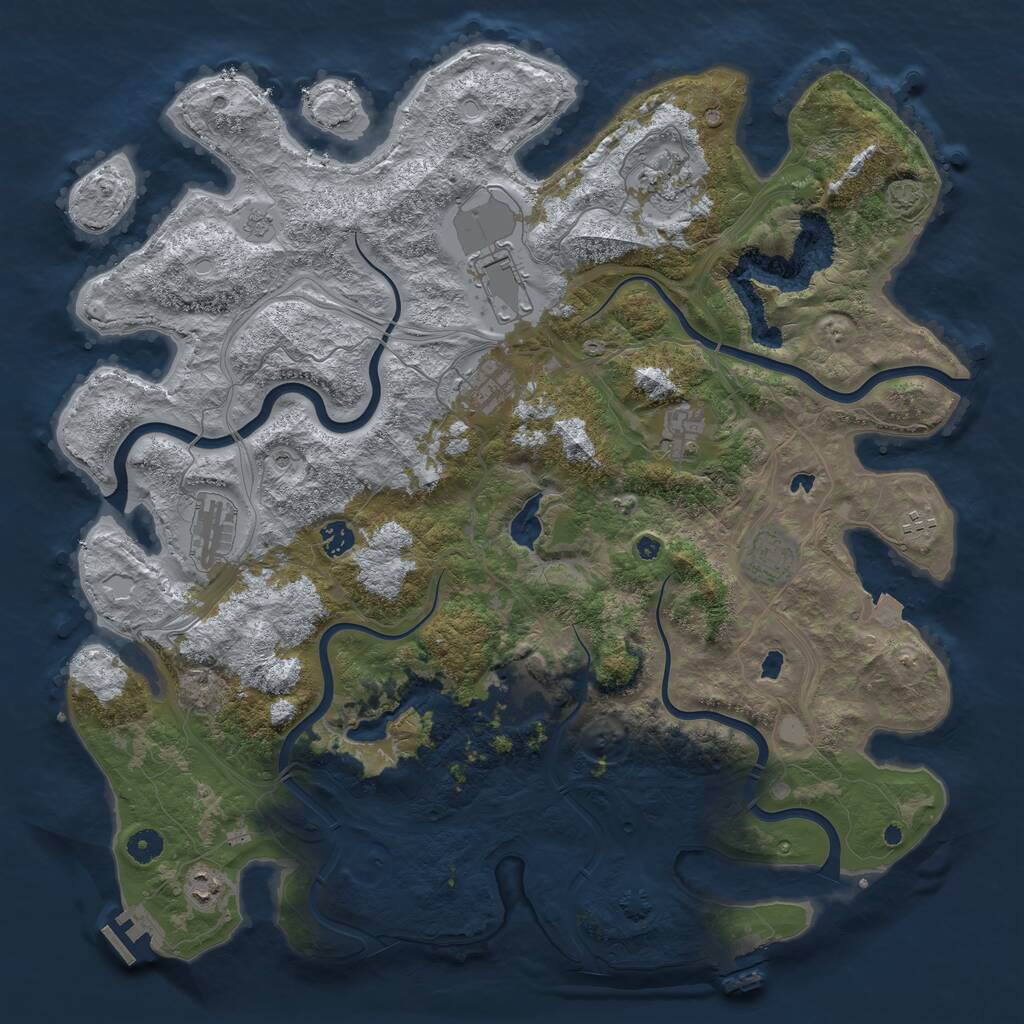 Rust Map: Procedural Map, Size: 4500, Seed: 496181234, 16 Monuments