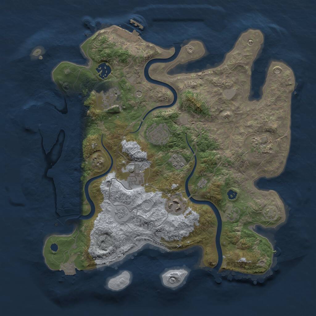 Rust Map: Procedural Map, Size: 3300, Seed: 41126788, 13 Monuments