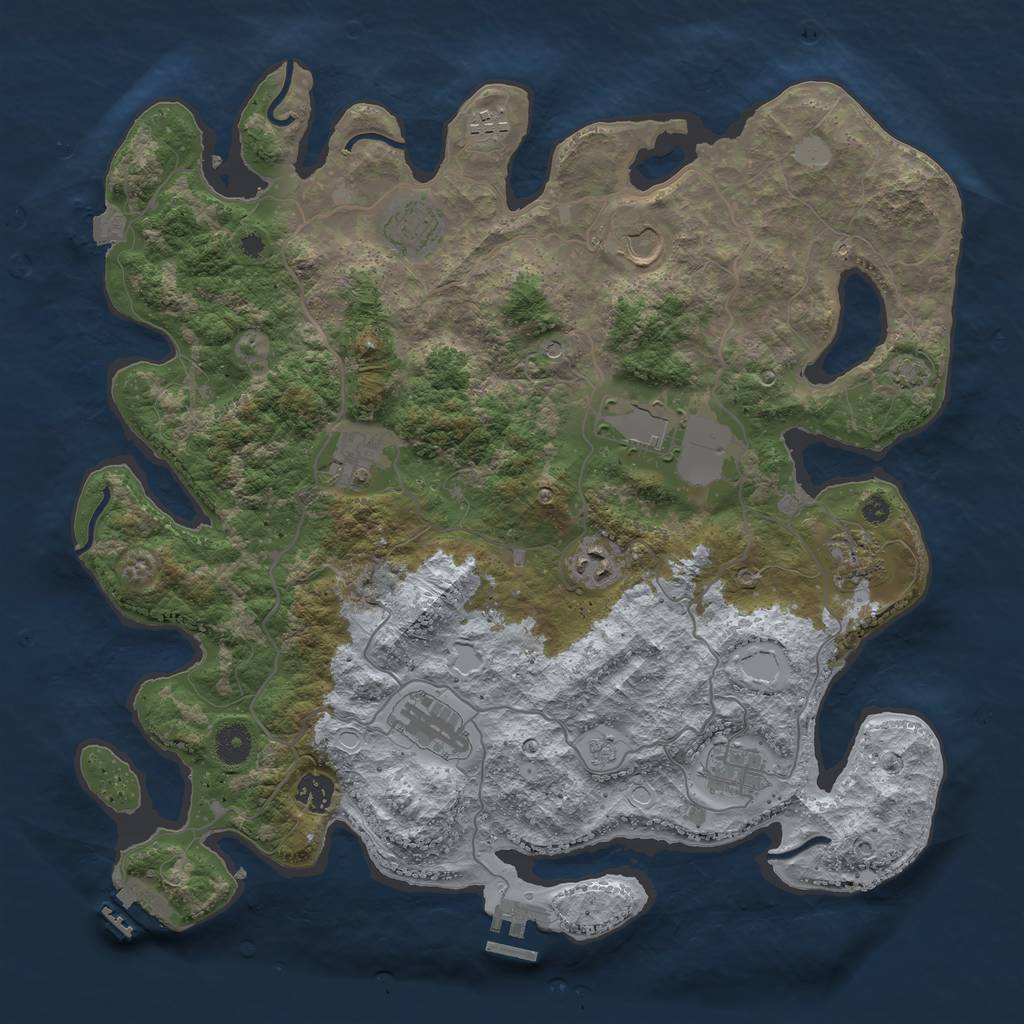 Rust Map: Procedural Map, Size: 4000, Seed: 19766076, 18 Monuments