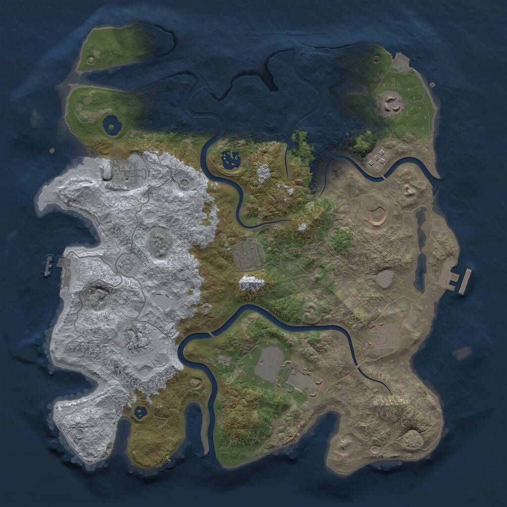 Rust Map: Procedural Map, Size: 3900, Seed: 56987, 15 Monuments